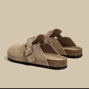 Tan Suede Slip-On Clogs